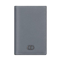 DIOR Smooth Calfskin With Grain Texture Calfskin Card Holder Men's Dark Gray