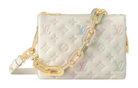 LOUIS VUITTON Coussin Leather Shoulder Bag Crossbody Bag Small Size Women's White