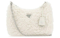 PRADA Wool Shoulder Bag Women's White