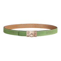 HERMES Calfskin Leather Belts Women's Chaï / Vert Criquet Width: 2.4cm