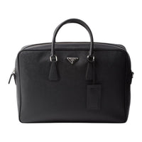 PRADA Saffiano Leather Portable Briefcase Men's Black