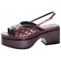 CHANEL One-Strap Sandals 6cm Women's Burgundy