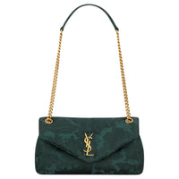 SAINT LAURENT Calypso Viscose Shoulder Bag Trumpets Women's Emerald Green