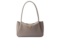 PRADA Leather One Shoulder Handbag Medium Size Women's Clay