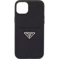 PRADA Leather Material Durable Phone Cases Compatible With IPhone 14 PLUS Solid Color