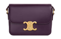 CELINE Triomphe Arc De Triomphe Shiny Cow Leather Shoulder Bag, Crossbody Bag Women's Candy & Dark Purple