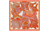 HERMES Silk Scarves Women's Orange