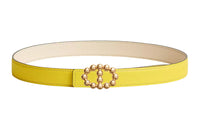 HERMES Leather Belts Women's Lime/Cream White