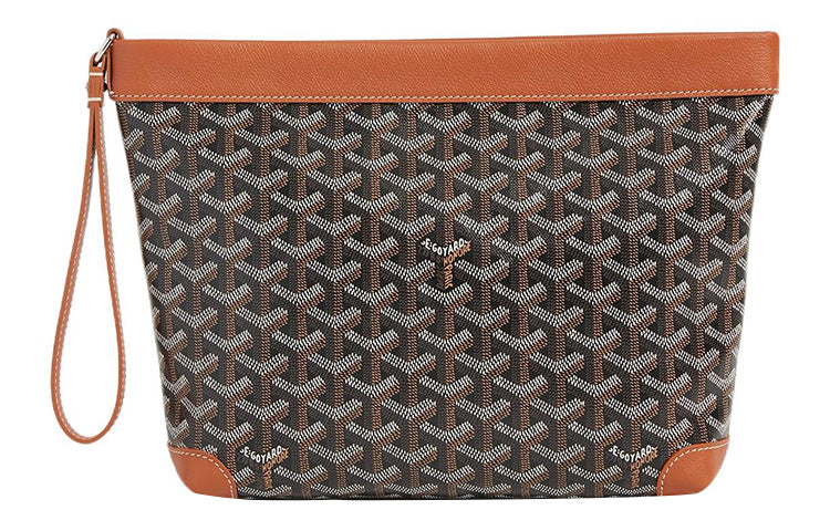 GOYARD Canvas With Calfskin Dog's Teeth Toiletry Bags Storage Bags Clutches Regular Unisex Brown