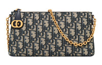 DIOR 30 Montaigne Oblique Printed Fabric Portable Crossbody Bag, Shoulder Bag Women's Blue