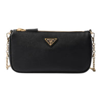 PRADA Saffiano Calfskin Shoulder Bag Mini Women's Black