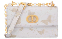 DIOR Cow Leather Crossbody Bag Shoulder Bag Women's White & Gold