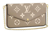 LOUIS VUITTON Women's Felicie Pochette Chain Shoulder Bag Cream Gray