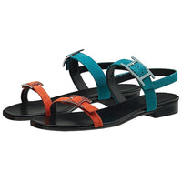 HERMES Cristal Strap Sandals Women's Velour Blue