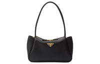 PRADA Leather One Shoulder Handbags Medium Size Women's Black