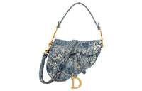 DIOR Saddle Denim Saddle Bag Shoulder Bag Crossbody Bag Handbag Women's Blue