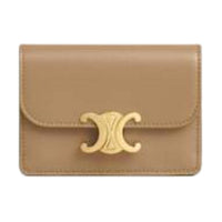 CELINE Calfskin Card Holder Women's Brown