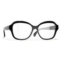 CHANEL Acetate Square Eyeglass Frames Women's Black