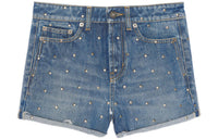 SAINT LAURENT Stud-embellished Jean Shorts