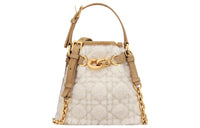 DIOR C'est Dior Cannet Shearling Shoulder Bag, Crossbody Bag, Handbag Small Size Women's Ecru