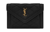SAINT LAURENT GABY Sheepskin Card Holder Wallet Regular Women's Black