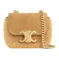 CELINE Cow Leather Suede Shoulder Bag, Crossbody Bag Mini Women's Natural Color