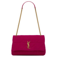 SAINT LAURENT Jamie Felt Patchwork Shoulder Bag Chain Shoulder Bag Crossbody Bag Women's Fuchsia
