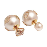 DIOR Resin Pearls Stud Earrings Women's Pink