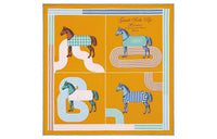 HERMES Silk Scarves Women's Caramel/Green/Light Pink
