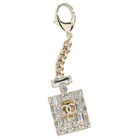 CHANEL Metal Brass Gold Crystal Keychains Unisex Gold
