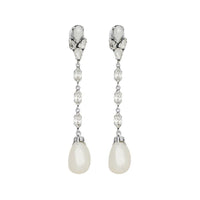 SAINT LAURENT Faux Crystal Earrings Women's Silver