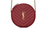 SAINT LAURENT Leather Round Cake Bag Crossbody Bag Shoulder Bag Women's Splendid Red