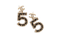 CHANEL Stud Earrings Women's Black