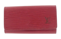 LOUIS VUITTON Leather Key Pouch Women's Red