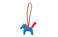 HERMES Sheepskin Pendants Unisex Small Size Charm, Blue