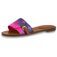 LOUIS VUITTON Lock It Quiet Slide Slippers Women's Purple Pink