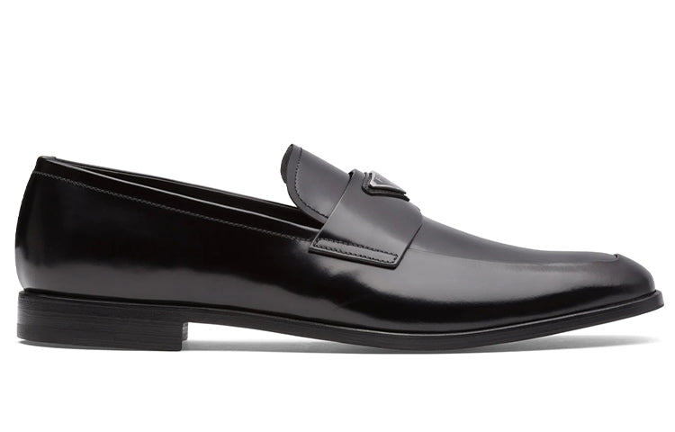 PRADA Brushed Leather Loafers Black Men's