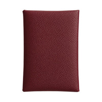HERMES Calvi Duo Epsom Leather Card Holder Mini Women's 55 Rouge H Hermes Red