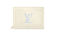 LOUIS VUITTON Leather Wallet Women's Beige & Blue
