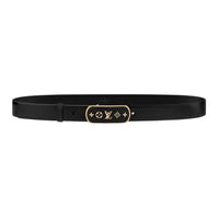 LOUIS VUITTON Calfskin Leather Belts Women's Black Width: 2.5CM