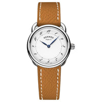 HERMES Wrist Watch Quartz Movement Cowhide Strap 28mm White Dial Women's Watch