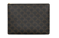 CELINE Triomphe Cow Leather Clutch Regular Men's Black