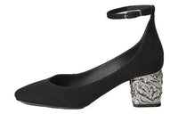 HERMES Chunky Heel High Heels 6cm Women's Black