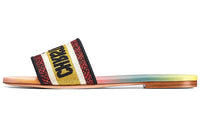 DIOR Dway Other Embroidery Abrasion-Resistant Slide Slippers Women's Multicolor