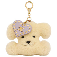 CELINE Triomphe Shearling With Calfskin Bag Charm Bag Merch Women's Natural Colors & Violet