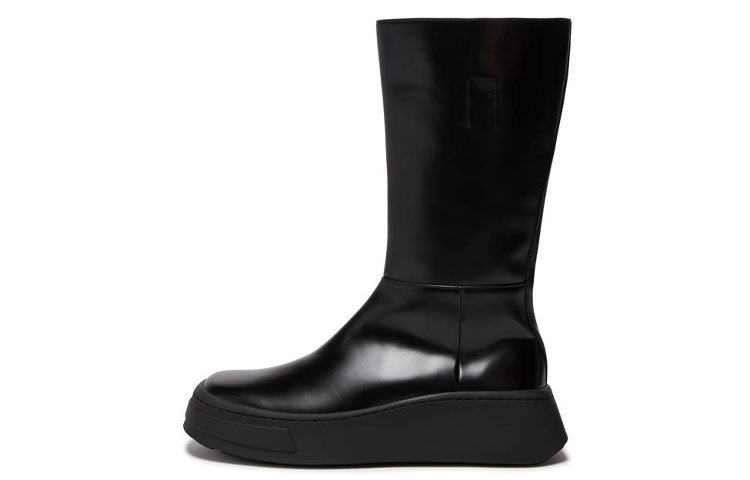 PRADA Brushed Leather Boots Knee-high Boots Men's Black