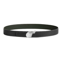 HERMES Palladium-Plated Leather Belts Men's Green 3.2CM