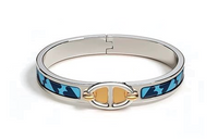 HERMES Enamel Palladium Bangles Women's Silver