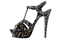 SAINT LAURENT Tribute Leopard Print Platform Sandals Women's