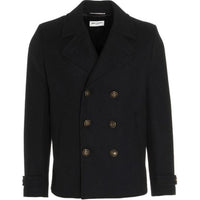 SAINT LAURENT Double-Breasted Long-Sleeved Peacoat